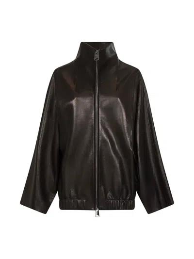 KHAITE BLACK NAPPA LEATHER GARRET JACKET