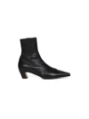 Khaite Square Toe Leather Ankle Boots With Geometric Heel