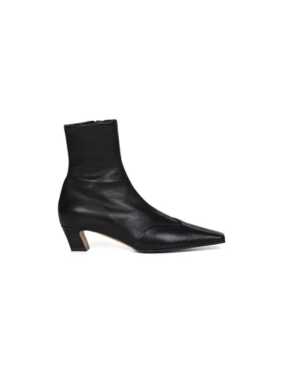 KHAITE BLACK NAPPA NEVADA STRETCH LOW ANKLE BOOTS