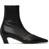 Khaite Mid-calf Leather Boot With Side Zip And 4 Cm Heel In Black