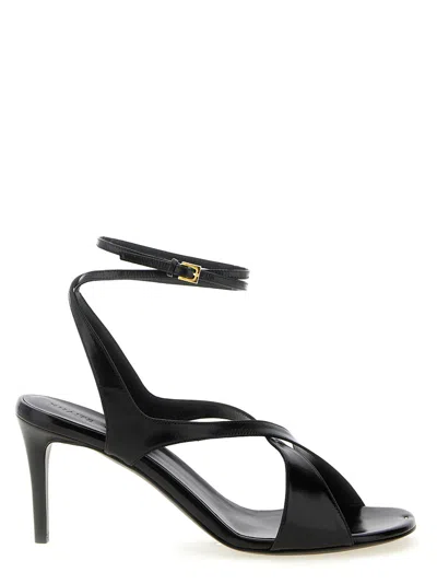 Khaite Enamelled Ankle Strap Liria Sandals In Black