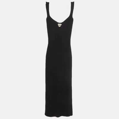 Khaite Black Rib Knit Strappy Midi Dress