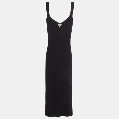 Pre-owned Khaite Black Rib Knit Strappy Midi Dress S
