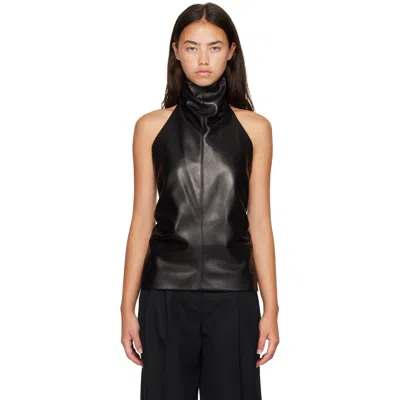Khaite Black Rone Leather Top In 200 Black