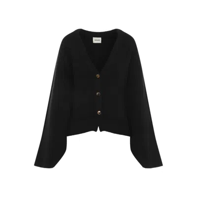 KHAITE BLACK SCARLET CASHMERE CARDIGAN