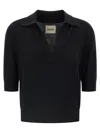 Khaite Shrunked Jo Cashmere-blend Polo Sweater In Black