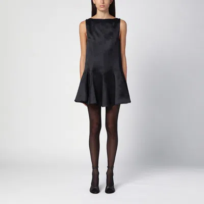 KHAITE BLACK SILK MINI MAGS DRESS