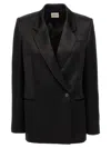 Khaite Willow Double-breasted Mikado Blazer In Black