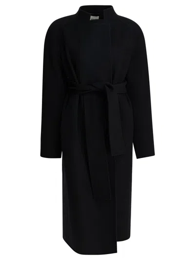 Khaite Single-breasted Belted Coat In Black