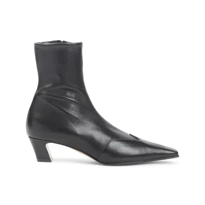 Khaite Black Square Toe Boots