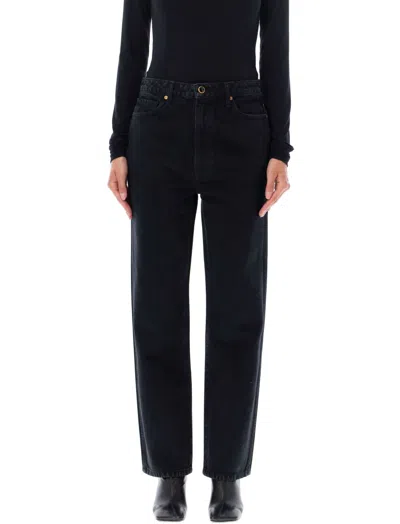 Khaite Black Straight High Rise Jeans