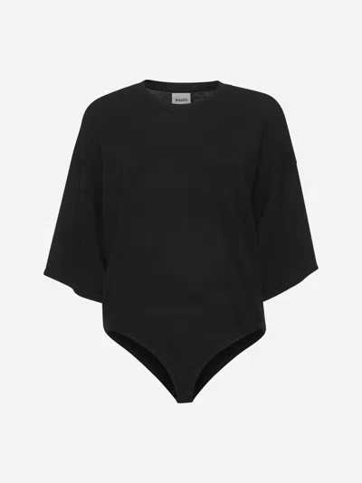 Khaite Simon Stretch-wool Bodysuit In Black
