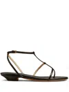 KHAITE BLACK THE JONES LEATHER SANDALS