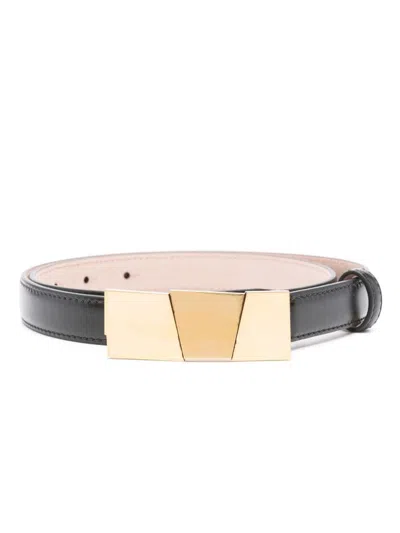 Khaite Axel Leather Belt In Black