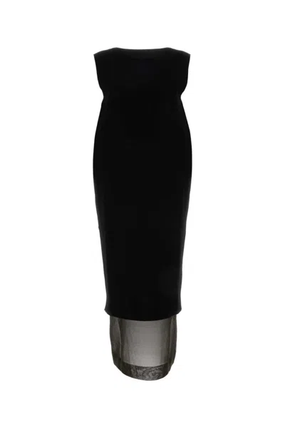 KHAITE BLACK VISCOSE BLEND MALIK DRESS