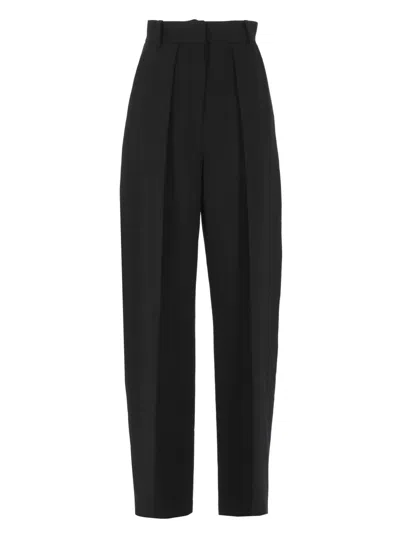 Khaite Black Wool Blend Palazzo Pants
