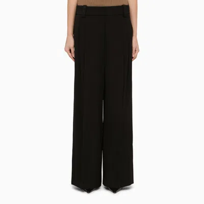 KHAITE KHAITE BLACK WOOL BLEND PALAZZO TROUSERS