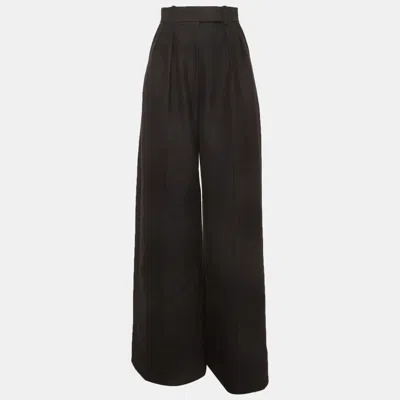 Pre-owned Khaite Black Wool Blend Wide Leg Trousers S