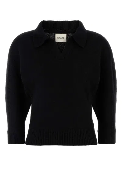 KHAITE BLACK WOOL PULLOVER