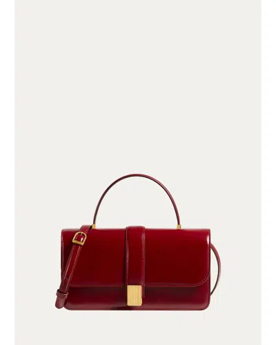 Khaite Blake Glossy Leather Top-handle Bag In Oxblood