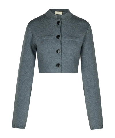 Khaite Ello Cropped Wool-blend Jacket In Grey