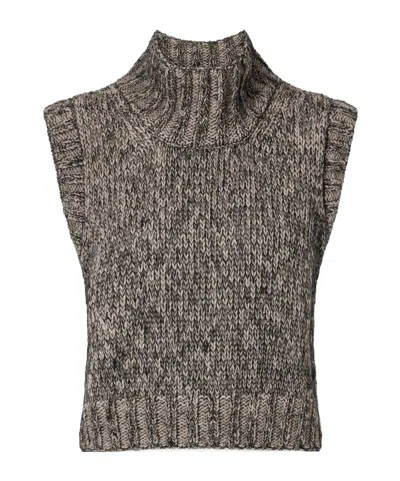 Khaite Blended Multicolor Knit Vest In Black