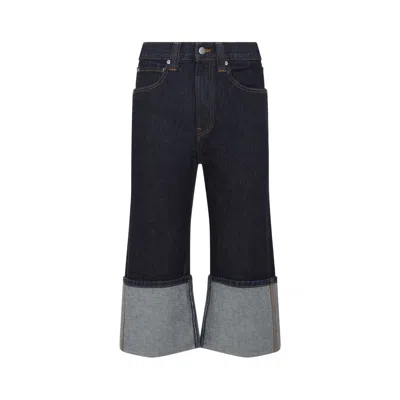 Khaite Boyle Ankle Wide Leg Jeans In Blue