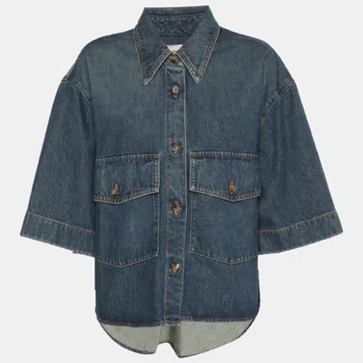Pre-owned Khaite Blue Denim Cropped Jacket M