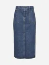 Khaite Blue Denim Genevieve Midi Skirt
