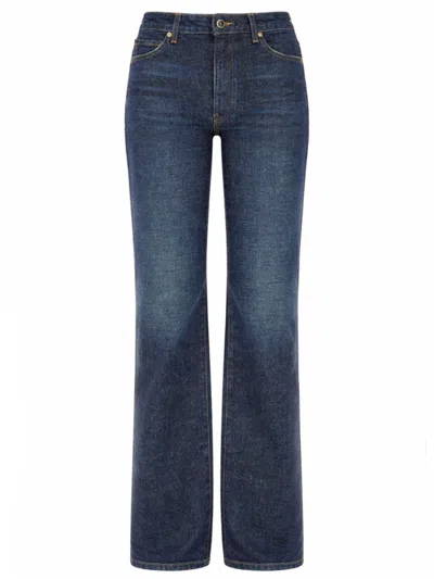 Khaite Blue Flared High Rise Jeans