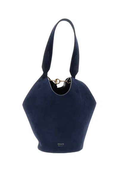Khaite Blue Lotus Mini Suede Tote Bag