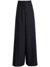 KHAITE BLUE PINSTRIPED WIDE LEG TROUSERS FOR WOMEN