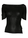 Khaite Boat-neck Ribbed Knitted Top In Black