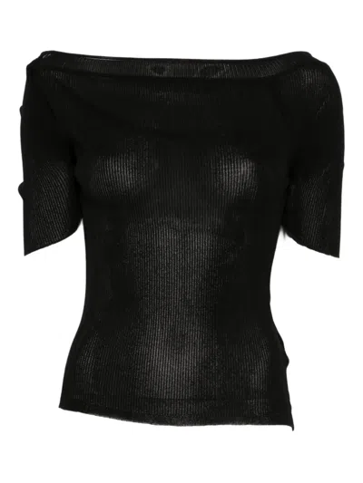KHAITE BOAT-NECK RIBBED KNITTED TOP