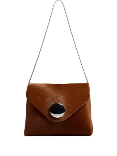 Khaite Bobbi Calf Hair Appliqué Shoulder Bag In Brown