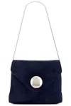 Khaite Bobbi Suede Shoulder Bag In Midnight Navy