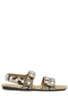Khaite Boden Sandal In Natural Python-embossed Leather With Studs