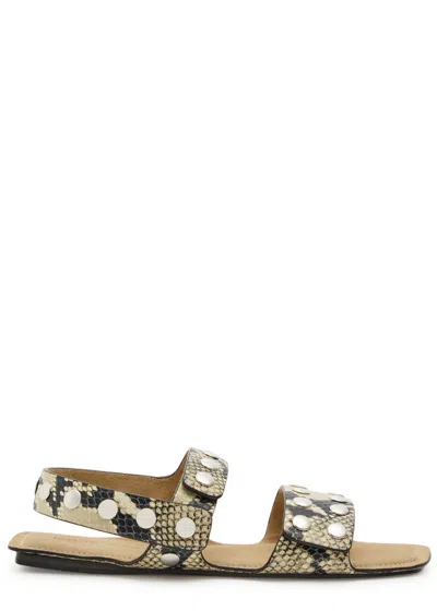 KHAITE KHAITE BODEN PYTHON-EFFECT LEATHER SANDALS