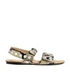 Khaite Boden Sandal In Natural Python-embossed Leather With Studs