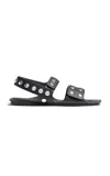 Khaite Boden Silver Studded Leather Sandals In Black