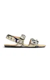 Khaite Boden Sandal In Natural Python-embossed Leather With Studs In Python