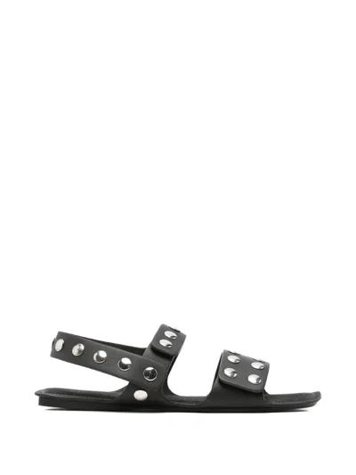 Pre-owned Khaite Boden Studded Flat Sandals In Black