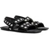 Khaite Boden Silver Studded Leather Sandals In Black