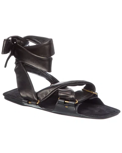 Khaite Boden Tied Leather Flat Sandal In Black