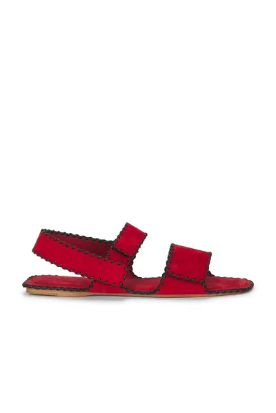 Khaite Boden Whip Stitch Flat In Lipstick