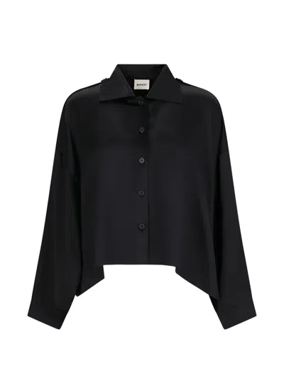 Khaite Bodine Epaulette Shirt In Black
