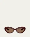 Khaite Bold Acetate Oval Sunglasses In Brown