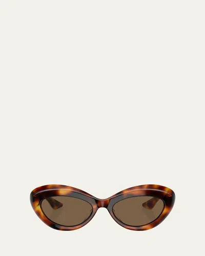 Khaite Bold Acetate Oval Sunglasses In Brown