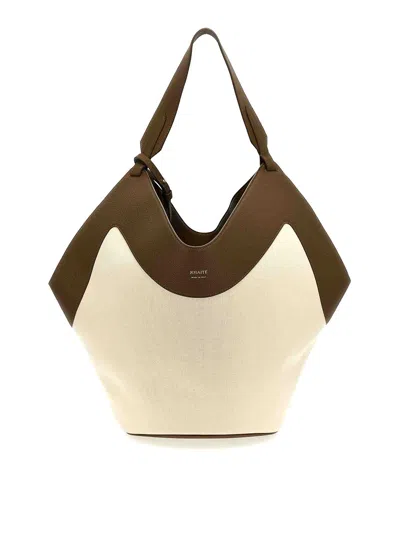 Khaite Medium Lotus Tote Shopping Bag In White