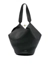 Khaite Lotus Small Textured-leather Tote In Black